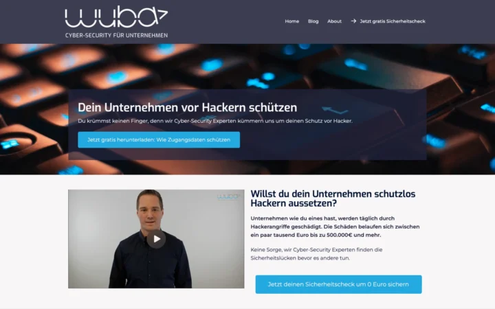 The Wuba website homepage, showing its cybersecurity services
